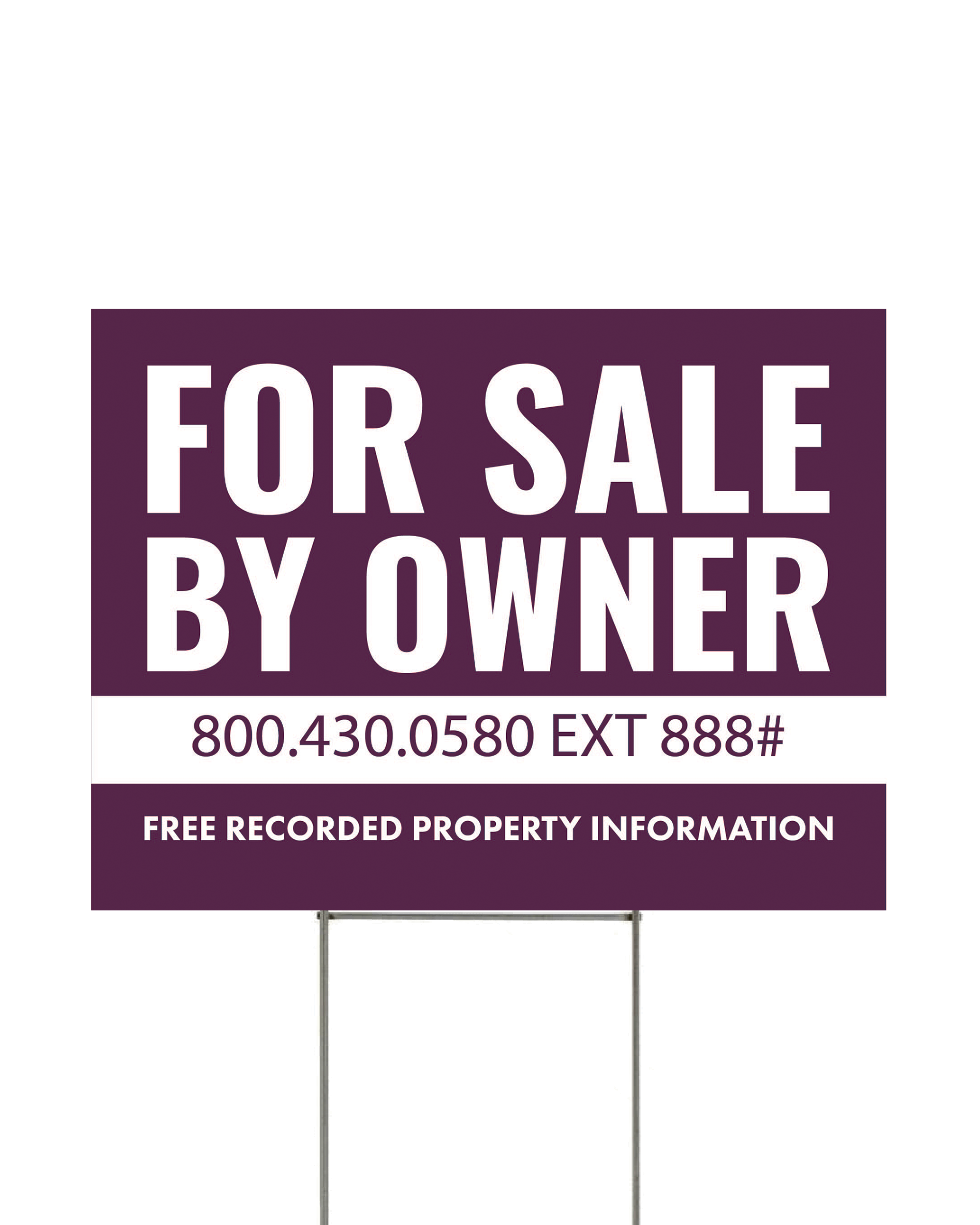 18" X 24" PURPLE FSBO W/ WIRE STAND (BH) Landvoice